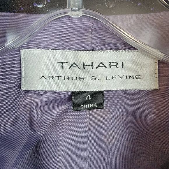 Tahari Black Purple Stripe Single Breasted Two Button Tank Top Blazer Set Size 4 - Picture 11 of 15